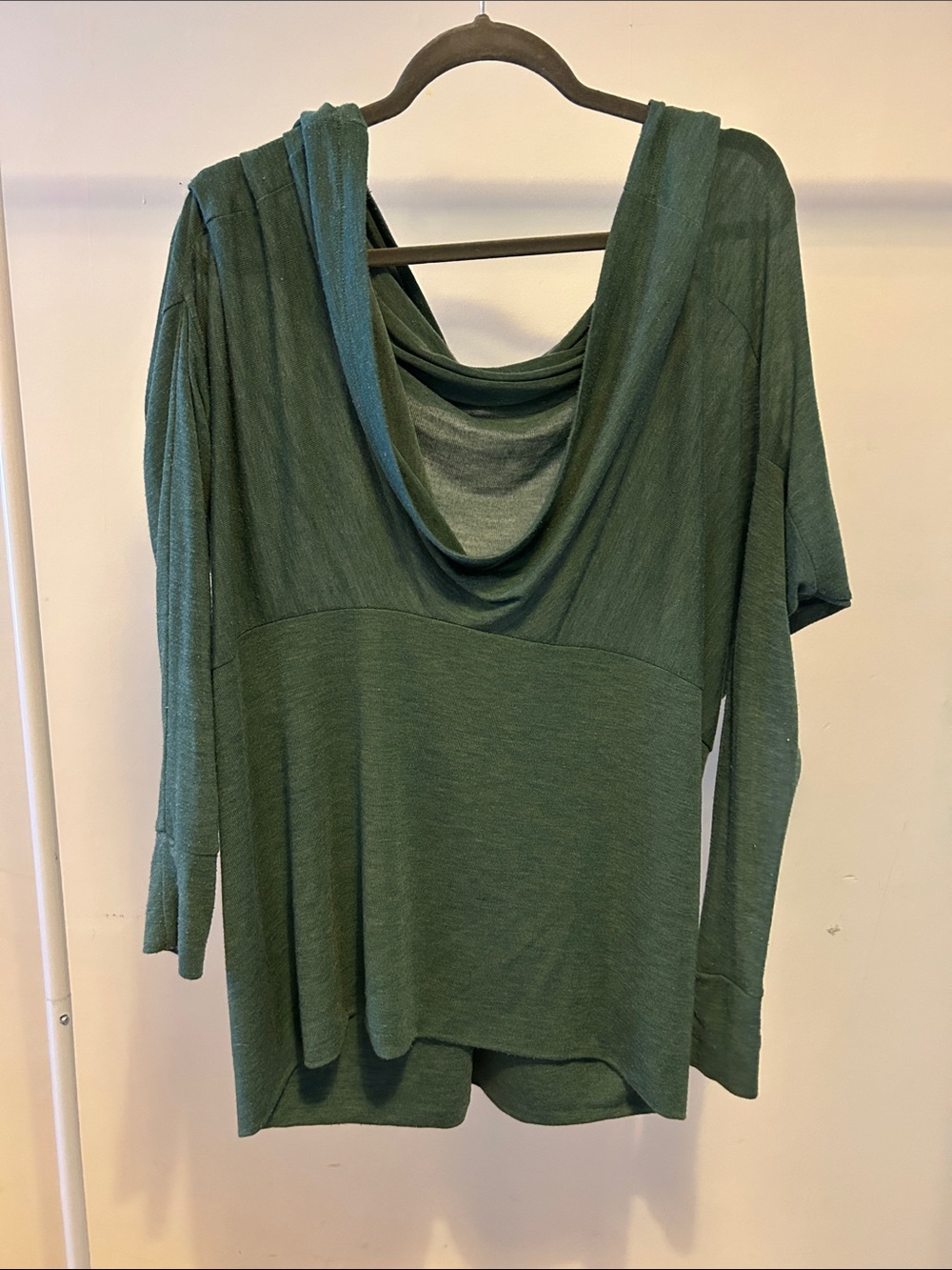 Lush Forest Green Draped Cowl-Neck Tunic